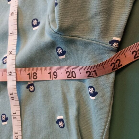 CJ Banks 1X Cotton Blue Mitten w/Snowflake 3/4 sleeve Top Cottagecore - Picture 5 of 7